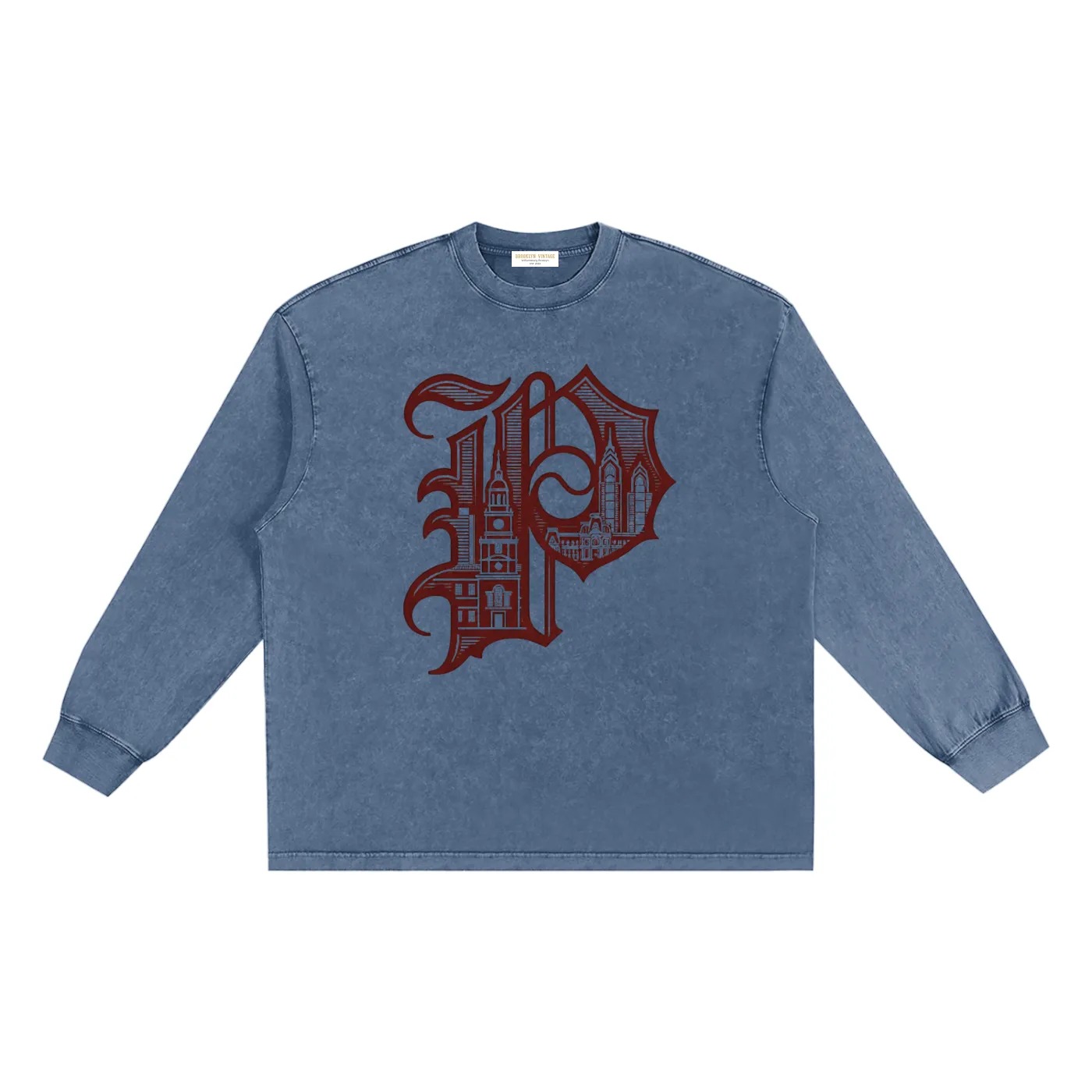 Vintage Frayed Oversized Long Sleeve - Olde English "P"