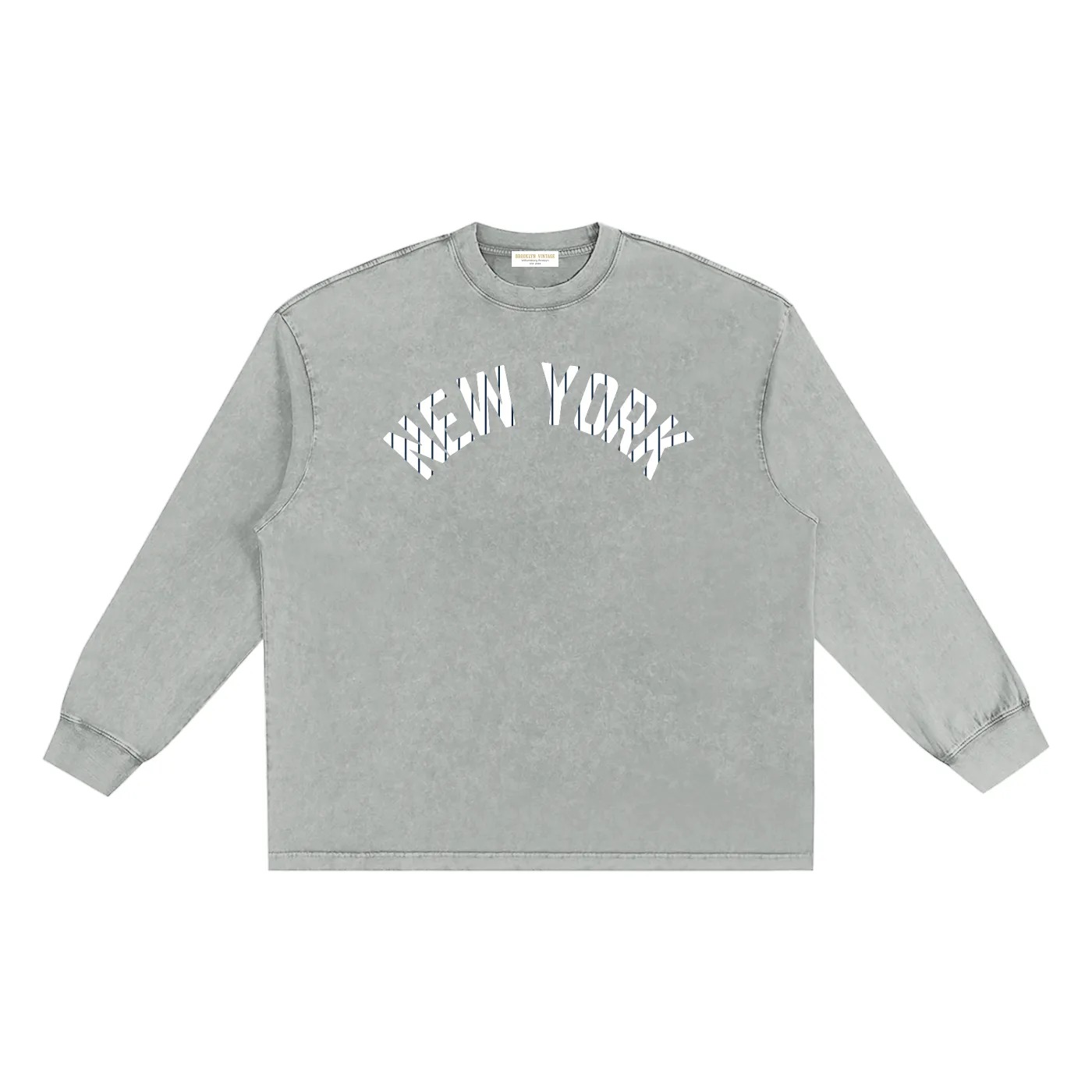 Vintage Frayed Oversized Long Sleeve - New York Pinstripe
